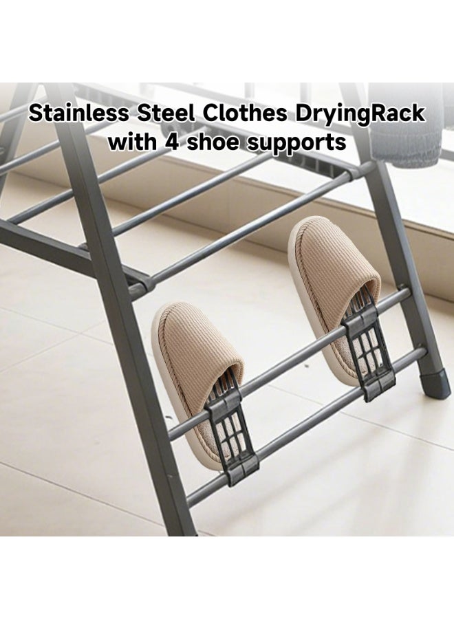 160CM الملابس القابلة للطي تجفيف رف 3-طبقة كبيرة الكربون الصلب غسيل تجفيف الوقوف مع أجنحة قابلة للتعديل مع 4 عجلات - Image 5